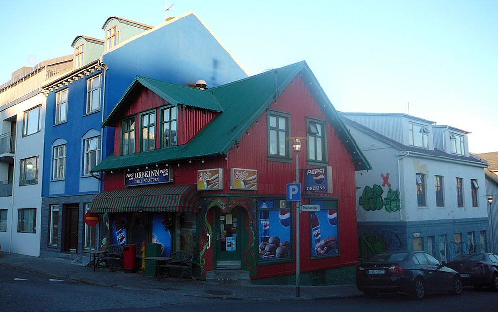 Icelandic shop painted red