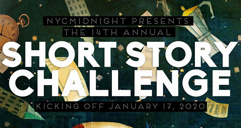 NYC Midnight Short Story Challenge 2020 graphic with white text on a dark background