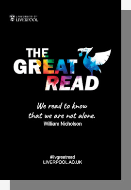 The Great Read 2022 book cover (black with white text and a liver bird)