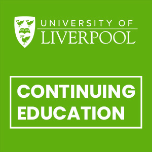 University of Liverpool logo and 'Continuing Education' in white text on a lime green background