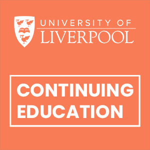 University of Liverpool logo and 'Continuing Education' in white text on an orange background